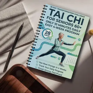 Senior & Beginner Tai Chi Practice Manual, Spiral Bound, Gradual Daily Exercises, Gentle Movements for Fitness, Training, Step-By-Step Guide, Interactive Notebook