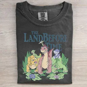 The Land Before Time Shirt, Vintage Dinosaur Friends Graphic Tee, Pastel Littlefoot and Cera Top, Heavyweight Mineral Wash Dinosaur Tee