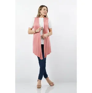 PLUS DRAPEY OPEN-FRONT SLEEVELESS CARDIGAN