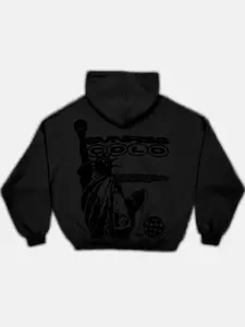 Tiktok Trendy Statue Graphic Hoodie, Loose Soft Cotton Hooded Sweatshirt, Casual Street Style for Daily & Home Wear, Hoodie Print Hoodies