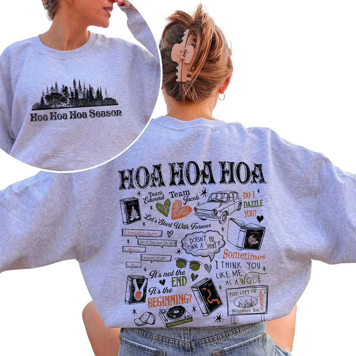 Hoa Hoa Hoa Season Sweatshirt, Forks Washingt0n Crewneck, Twilight Inspired Cozy Pullover, Vampire Romance Fan Gift