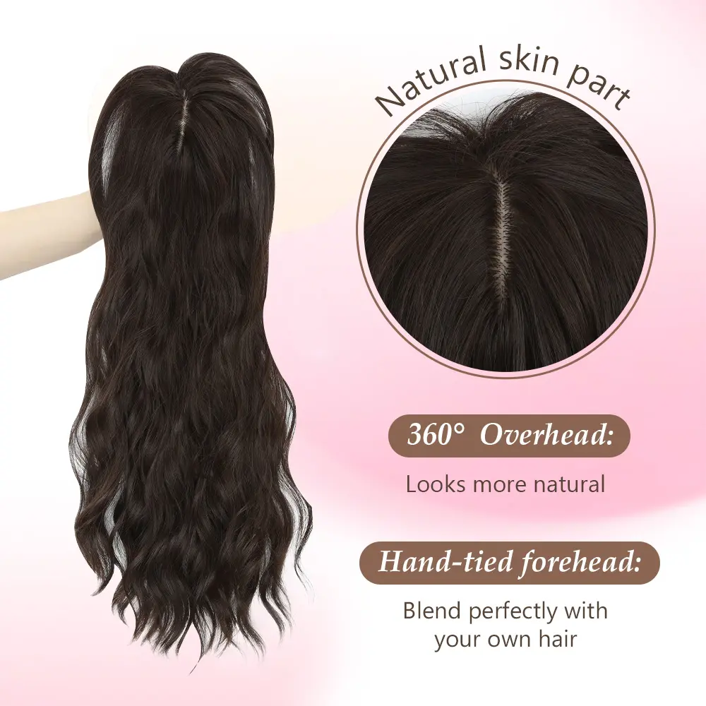 Auvzy Clip in Bangs Mini Wavy Hair Topper with Bangs 18inch  display picture 2
