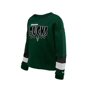 Youth New Era Hearts Milwaukee Bucks Crewneck Sweatshirt