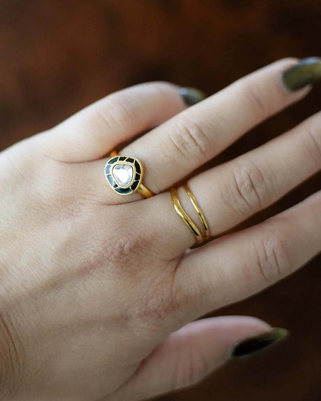 Midnight Glow Kundan Ring