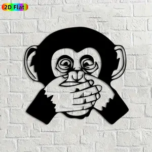 1pc Monkey Metal Wall Art, Playful Monkey Statue Mural, Ideal Gift for New Year, Easter, Monkey Decor Enthusiasts, Rust-Resistant Metal Wall Decor Wall Sculptures, Perfect for Living Room Walls & Garden Fence, Unique Animal-Themed Home Decor