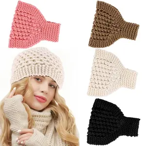 Elastic Winter Headbands Ear Warmers for Women - 4 count Wide Winter Headbands for Women Hair, Cold Weather Stretch Womens Ear Warmer Knit Headband Crochet Hairbands