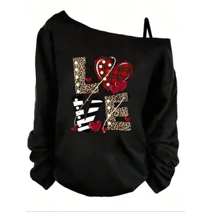 Women’s leopard-print “love letter” top, casual loose one-shoulder design, adjustable shoulder straps, comfortable and stylish for spring and autumn GARMENTARY