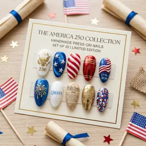 The America 250 Collection Press On Nails - Patriotic 1776-2026 Luxury Fake Nails - Limited Edition Liberty USA Reusable Nails