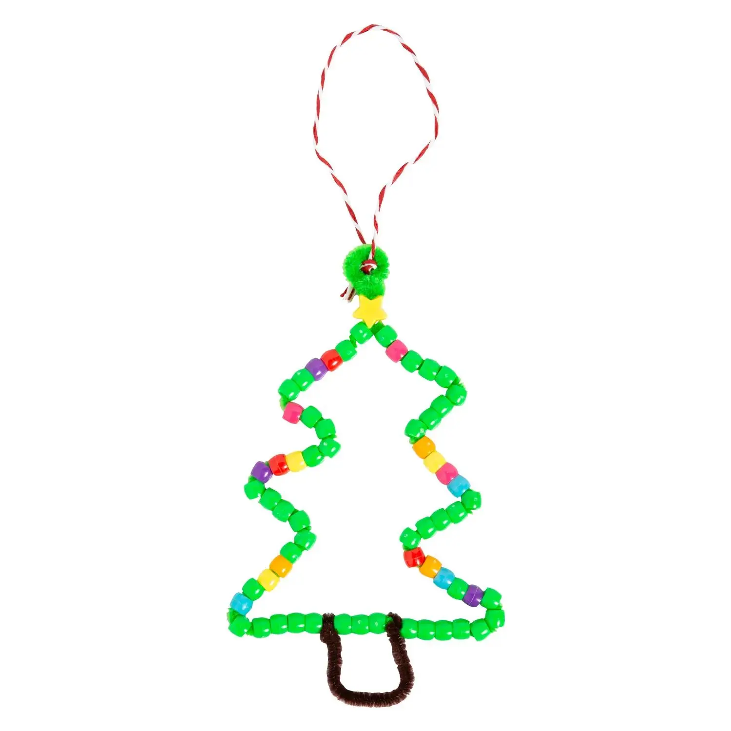 Fun Express Beaded Chenille Stem Christmas Tree Ornament Craft Kit 4" x 5 1/2" - Makes 12