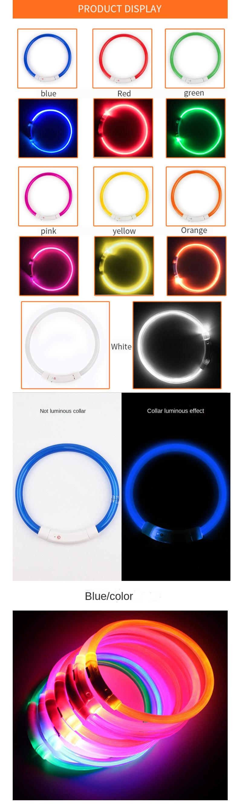 Led Dog Collar Luminous Usb Cat Dog Collar 3 Modes Led Light Glowing Loss Prevention LED Collar for Dogs Pet Dog Accessories