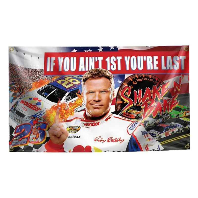 Talladega Nights Ricky Bobby 3x5ft Print Flag - Durable Funny Banner with Brass Grommets, Cool Tapestry Wall Decor for College, Home Hanging, Flags, Movies