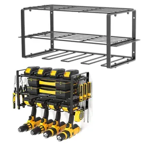 3Tiers Wall Mount Electric Drill Tool Storage Rack Power Tool Organizer w/4 Slot