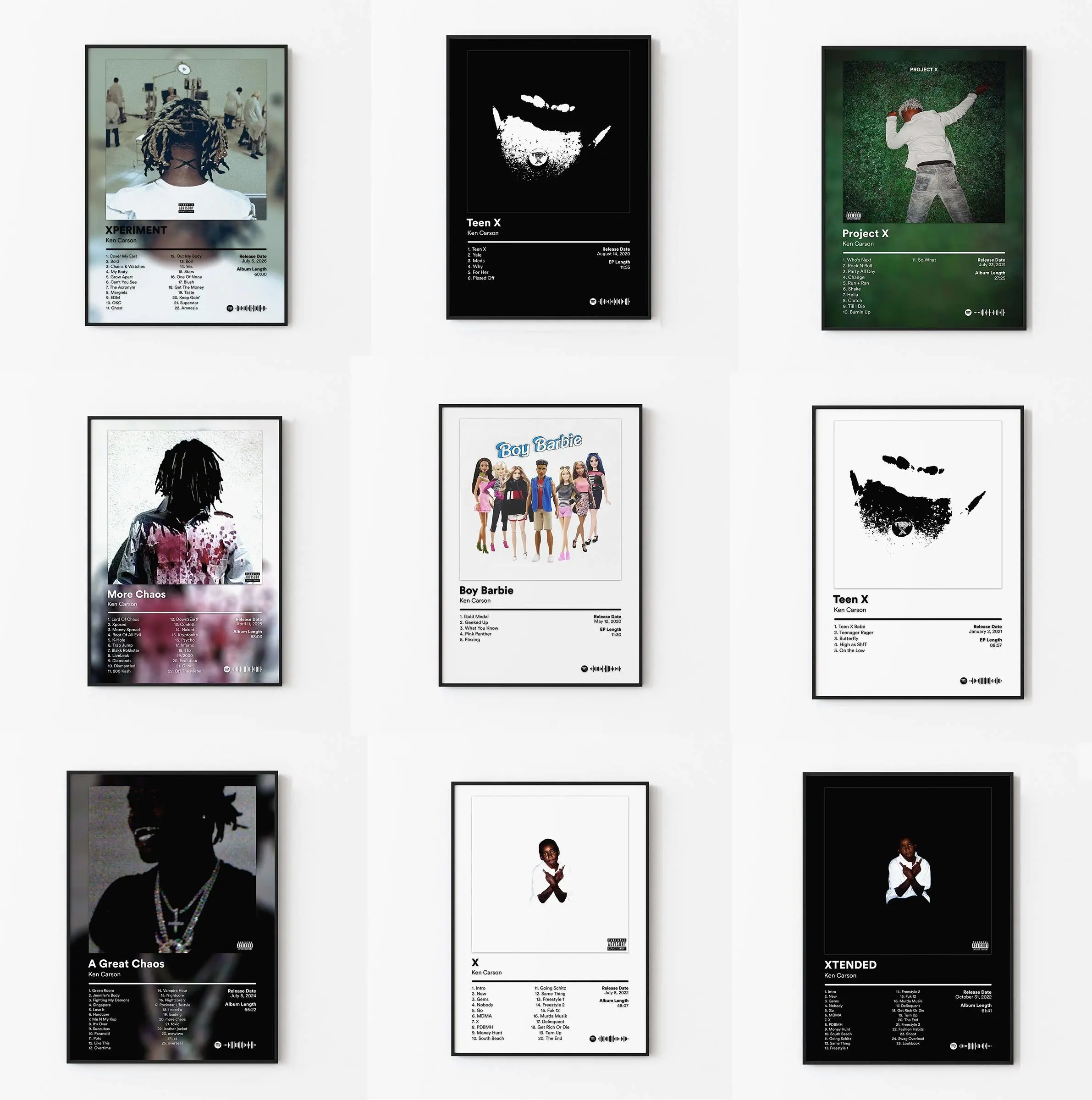 Ken Cars0n Rapper Music Bundle Album Cover Wall Art Poster HD Print Unframed Aesthetic Room Home Poster Home Decor Idea, Room Decoration, Ideal GIft