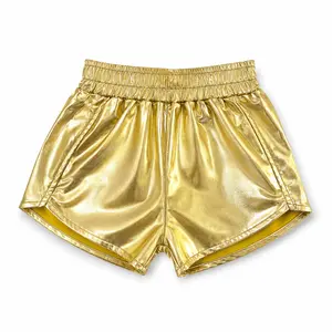 Kids' Retro Lame Shorts in Gold Sparkling Style for Playful Adventures Easy Care & Wear Perfect for Playdates Dance-offs & Autumn Fashion