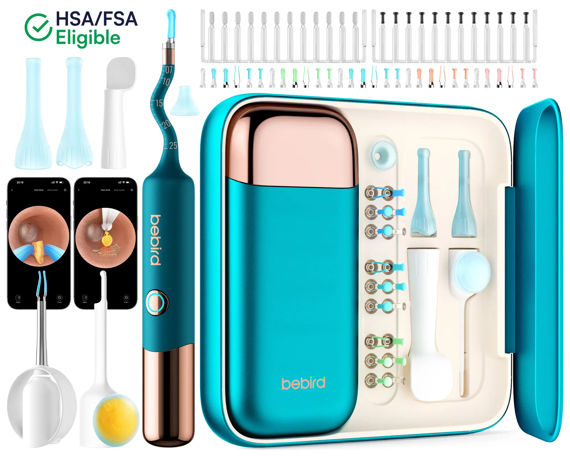 【Theatrical-Grade】Bebird Earsight Ultra Ear Wax Removal Tool, HSA/FSA eligible Ear Cleaner with Flexible Ear Camera Otoscope, Painless Visual Ear Pick Tweezers, Visual Scope Earwax Cleaning Dropper, Ear Cleaning Kit for Family