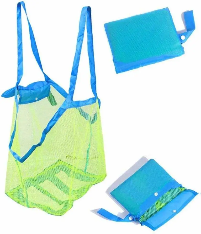 Extra Large Nylon Mesh Beach Bag, Durable Sand-Away Tote for Children's Toys and Family Picnics, Reusable Grocery Organizer, Reusable Bag