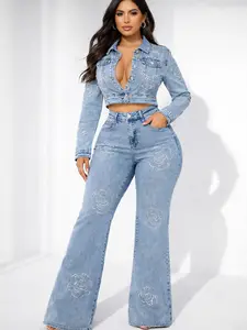 Iced Rose Denim Jean (BOTTOM JEAN ONLY)
