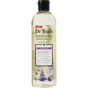Dr Teal's Moisturizing Bath and Body Oil, Soothe & Sleep with Lavender Essential Oil, 8.8 fl oz