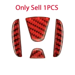 1PCS Carbon Fiber Car Steering Wheel Center Emblem logo Sticker Car Interior Decor Car Interior Decorative Car Stickers Car Accessories For Honda Civic FIT Accord Prelude CRV 5th City CRZ CRX Jazz HRV Pilot Odyssey