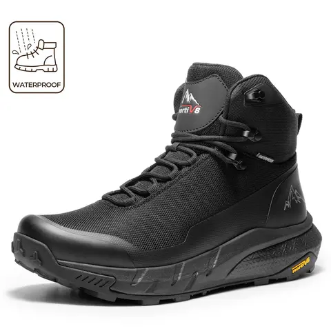 【Fall Deals】NORTIV 8 Men's High-Top Waterproof Lace-Up Hiking Boots - Lightweight Oxford Fabric Outdoor Footwear, TPU Tough Upper, MD Rubber All-Weather Grip, Mesh Liner, Prevents Debris, for Trekking, Camping,outdoorfun