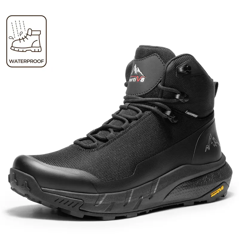 【Fall Deals】NORTIV 8 Men's High-Top Waterproof Lace-Up Hiking Boots - Lightweight Oxford Fabric Outdoor Footwear, TPU Tough Upper, MD Rubber All-Weather Grip, Mesh Liner, Prevents Debris, for Trekking, Camping,outdoorfun