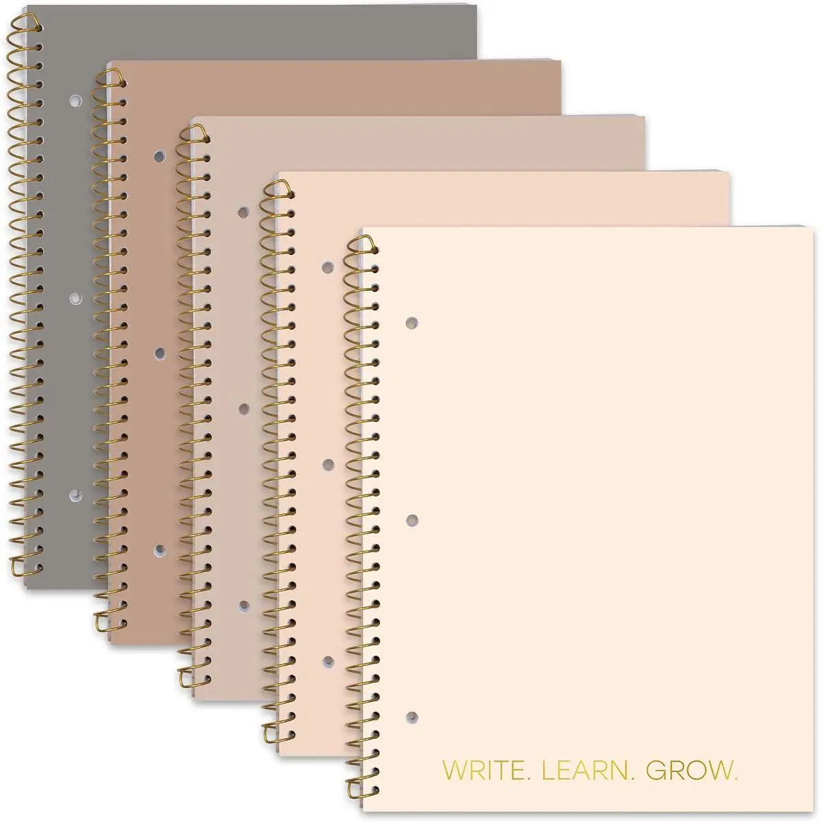 5-Pack 140 Pages Gold Foiled Spiral College Ruled Notebook Set for School & Work