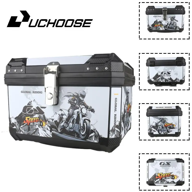 70L Large Capacity Universal Carbon Motorcycle Trunk Box - Easy-Installation Motor Parts Accessories Storage Toolbox for Motorcycle, Electric Scooter