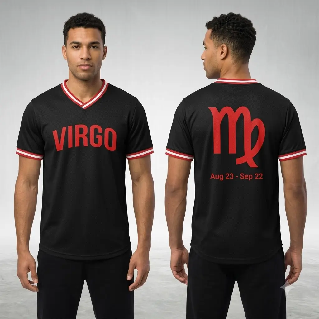 Zodiac V-Neck Soccer Jersey Shirt Black - Astrology Breathable V-Neck Athletic Shirt Front Shirt Vintage Streetwear Gift for Men & Women Athletic Top Breathable Sports Jersey