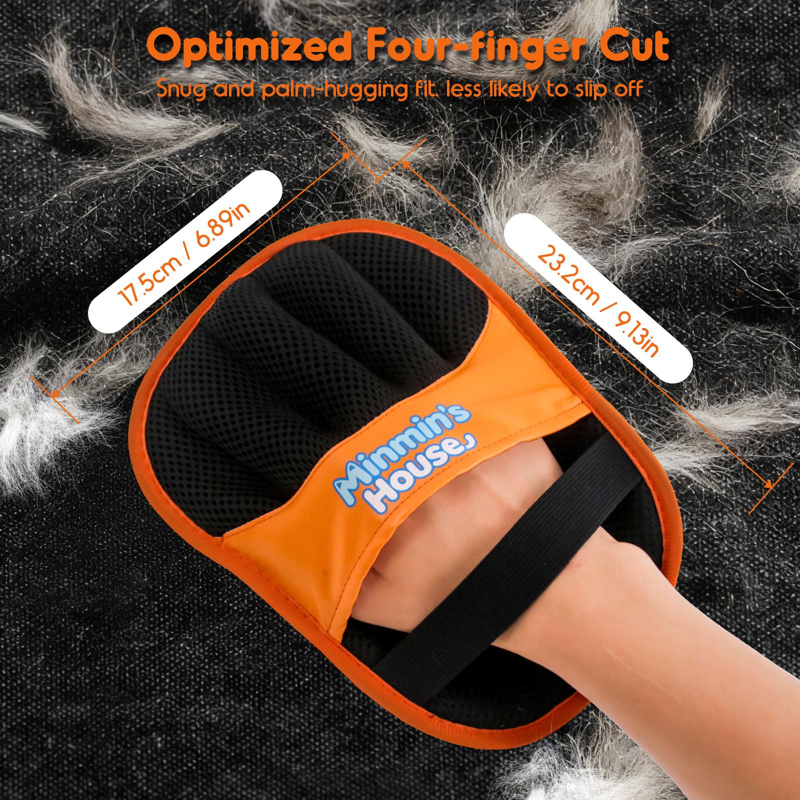 Minmin's House Upgraded Pet Hair Remover Electrostatic Gloves Reusable Cat Dog Hair Removal Mitt for Couch Furniture Carpet Car Seat Grooming Cleaning Tool