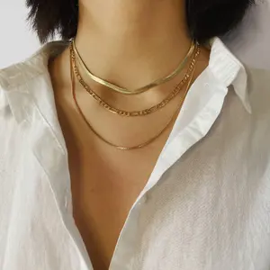 Designer Style Geometric Snake Bones Chain Multi-layer Necklace