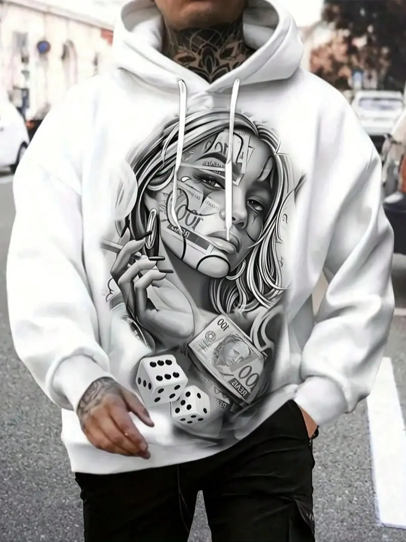 Men's Fashion Hooded Sweatshirt, Creative 3D Print, Warm Pullover with Pockets and Drawstring, Casual Long Sleeve, Spring/fall, Casual Hoodie Pullovers