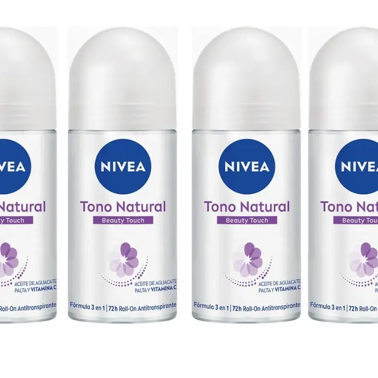 NIVEA 4PACK Roll-on Beauty Touch Sent 50ml 3en1 72 hours of Protection Antiperspirant Alcohol-Free Unisex (PURPLE 4X)