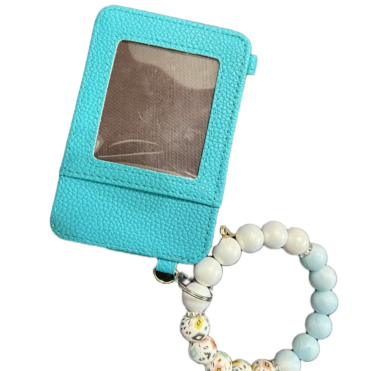 Genuine Leather Teal Wristlet with Wallet Compartment