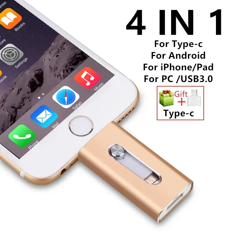 For iPhone 2TB USB Flash Drive  USB 3.0 Sticks External Storage Pen Drive Phone Android PC Copy Photo Videos Files