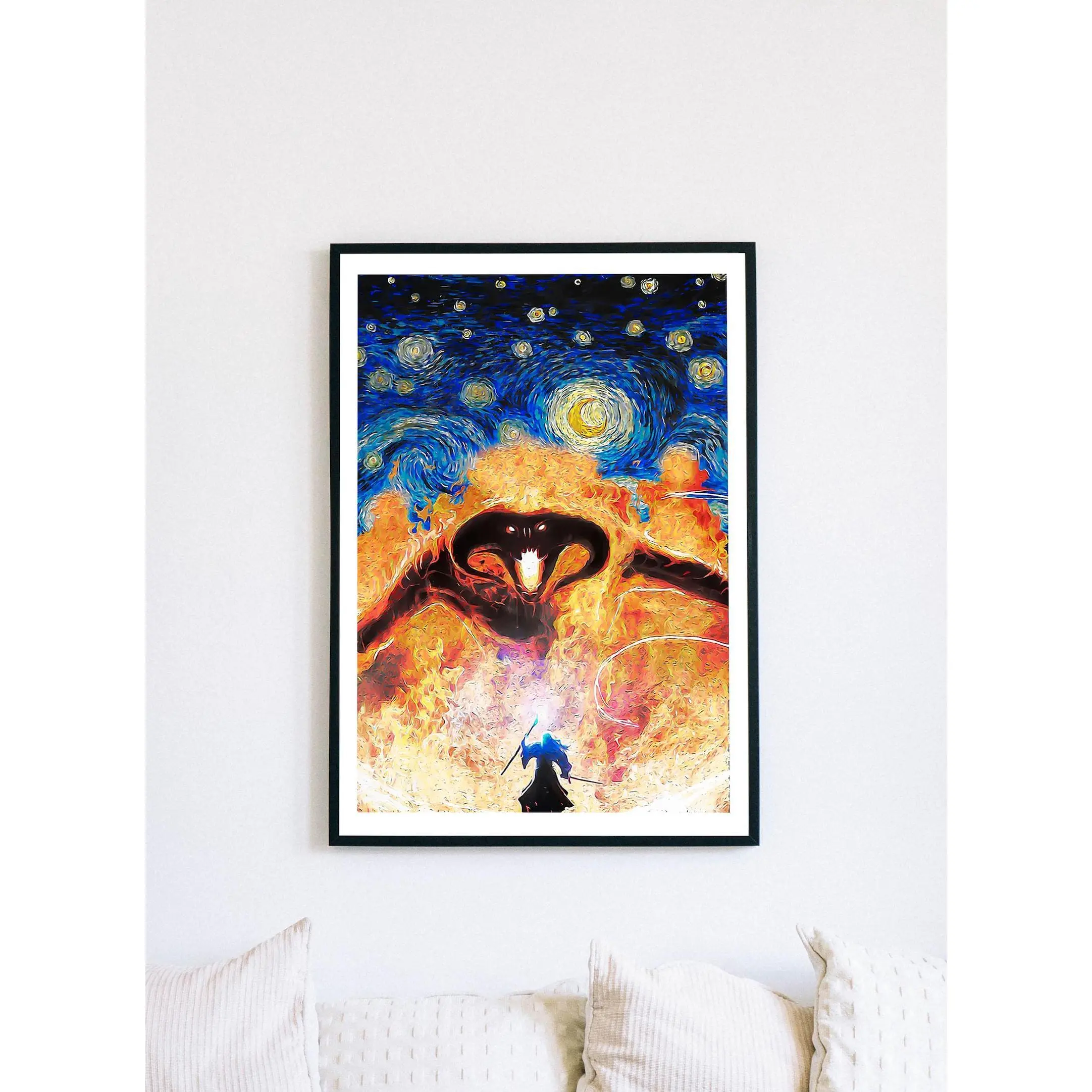 Lord of The Rings Van Gogh Poster Printable Poster, LOTR Fellowship of The Ring Digital Wall Art, Rings of Power, Middle Earth, Birthday Gifts