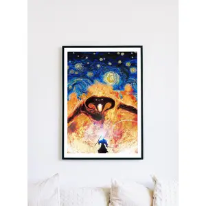 Lord of The Rings Van Gogh Poster Printable Poster, LOTR Fellowship of The Ring Digital Wall Art, Rings of Power, Middle Earth, Birthday Gifts