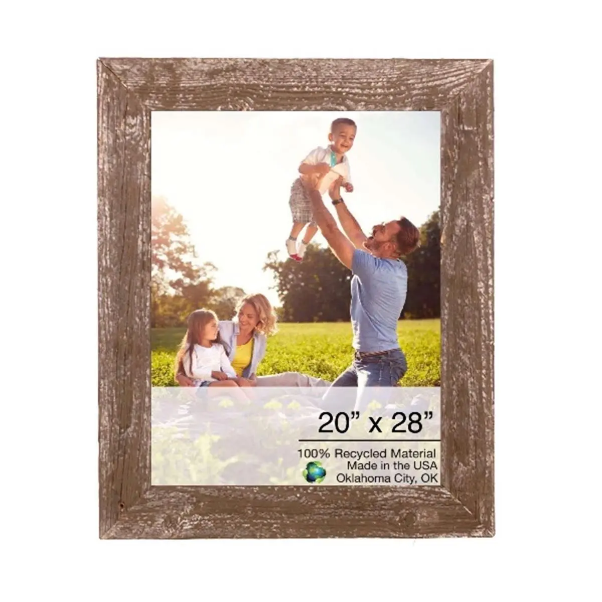 212 MAIN 20x28 in. Rectangle Reclaimed Wooden Espresso Photo Frame - Rustic Farmhouse Handmade-Look Home Decor, Unique Character Wall Display Piece, Wall Decor, Hangable Wall & Tabletop Frames