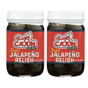 Sweet Jalapeno Relish - 15 oz Jar, Pack of 2, All Natural - Spicy Sweet Louisiana Condiment for Dips, Hot Dogs, Sandwiches, Salads & More by Ragin' Cajun