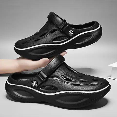 Men's Casual Hollow Out Design Clogs, Breathable Comfortable Non-slip Clogs, Fashionable Shoes for Indoor & Outdoor Wear, Stylish Summer Slippers