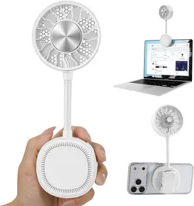 Magnetic Cell Phone Fan with Clip & Stand 5-in-1 Rechargeable Mini Portable Fan 360° Bend Flexible 3 Speed Wide Cooling Airflow for iPhone Android Outdoor Desk