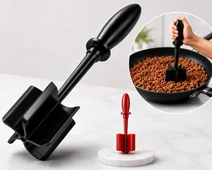 1PC Premium Meat Chopper & Ground Beef Masher – Heat Resistant Hamburger Meat Shredder, Non Stick Meat Crusher for Ground Beef, Turkey, Chicken & Burger Cooking