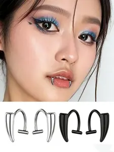 Stainless Steel Personalised Sharp Teeth Fake Piercing Lip Ring Punk Exaggerated Jewelry for Women Gothic Body Jewelry