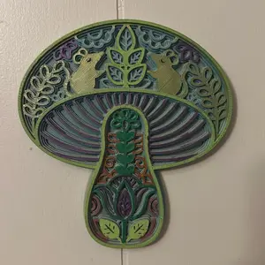 Ornate Botanical Mushroom Wall Art – Hand Painted Cottagecore Decor
