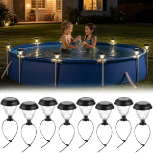 Solar Pool Lights 8 Pack – Energy Saving LED Warm White Waterproof Lights for Above Ground Pool Fence Yard Garden Night Decoration
