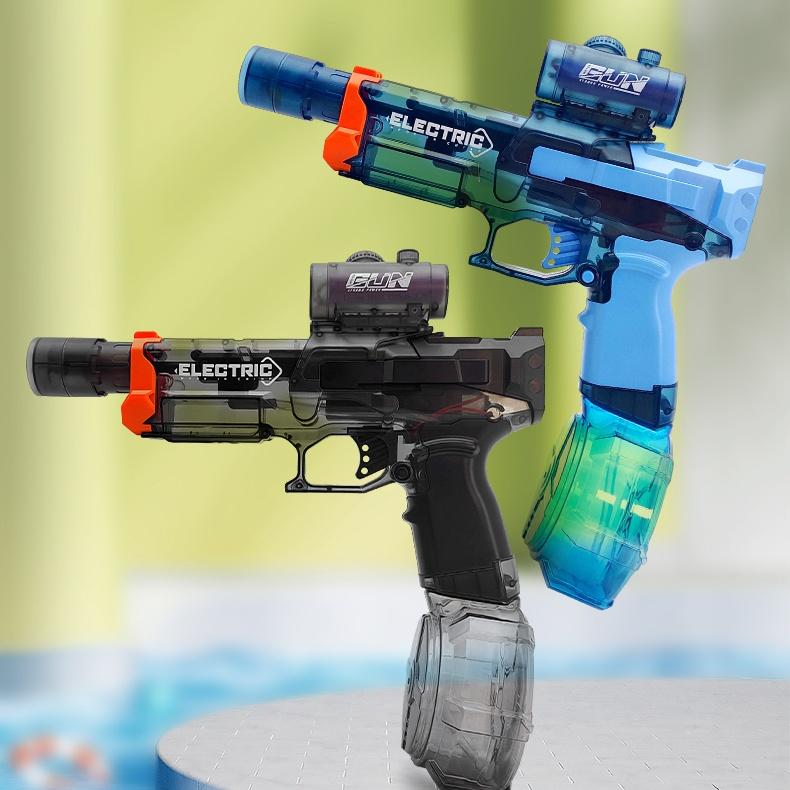 Powerful Electric Water Gun with LED Glowing Muzzle 320cc Large Capacity Long Range 32 Feet Automatic Squirt Gun for Summer Outdoor Fun Toy for Adults Kids Perfect Gift watergun rechargable