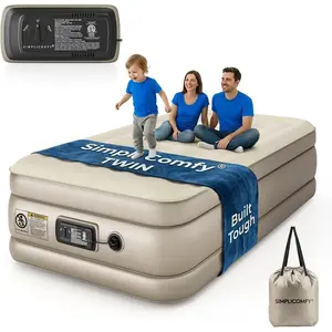 18" Raised Double-Height Twin Inflatable Air Mattress with Built-In Electric Pump, Fast Self-Inflating Blow-Up Air Bed with Waterproof Top for Home and Travel, 18" Inflatable Mattress