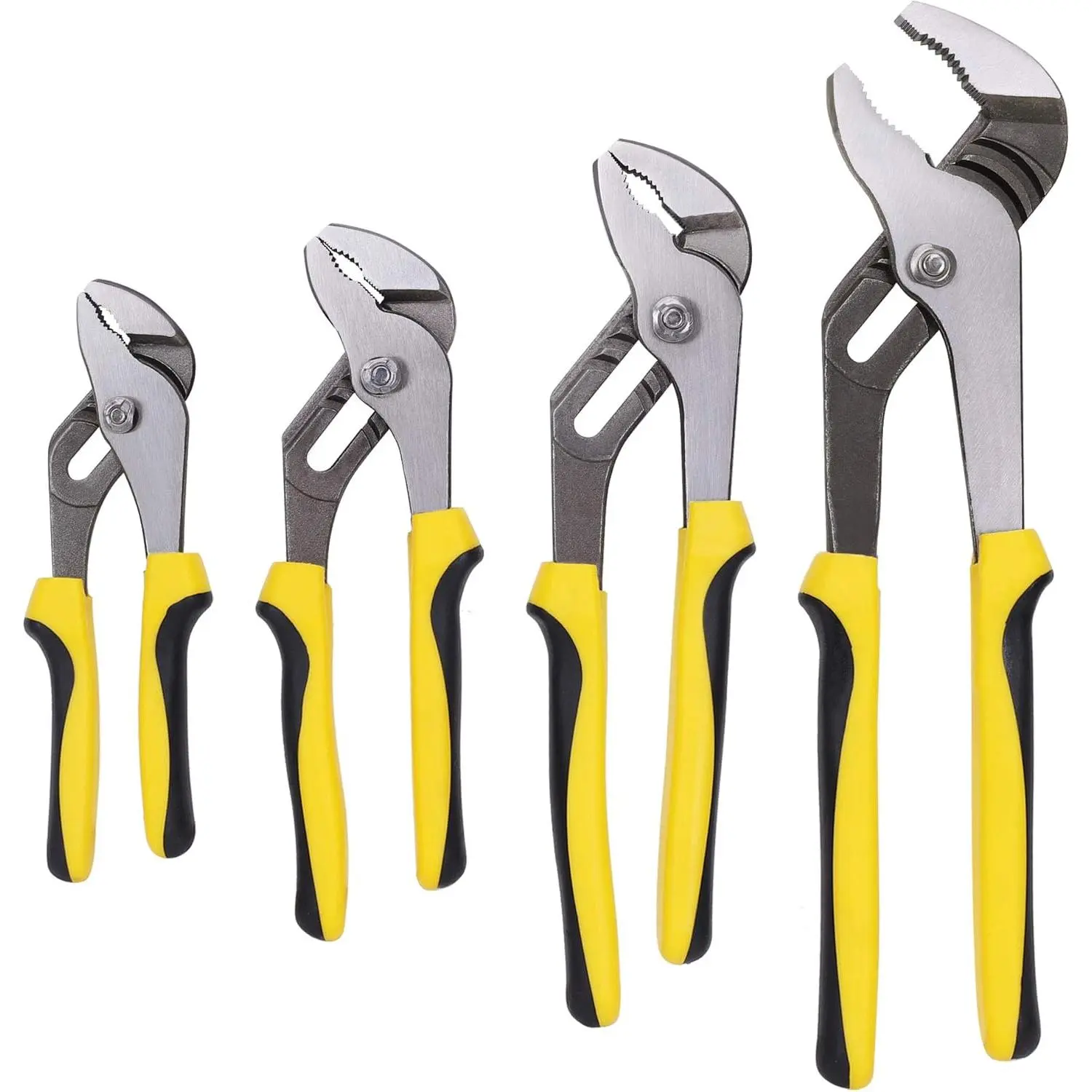 Precision Machined 4-Piece Groove Joint Pliers Set with Bi-Material Handles - 6-in, 8-in, 10-in, 12-in Plumbing Accessories for Plumbing Repair, Home Maintenance