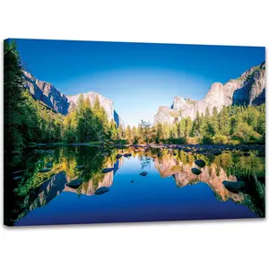 Yosemite National Park Canvas Wall Art Forest Artwork Blue Lake Picture Prints Framed Home Decor for Bedroom Living Room
