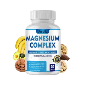 Aurelia Magnesium Complex 1000mg - 90 Capsules with 7 Elemental Magnesium Types for Bone & Muscle Support - Premium US Made Supplement
