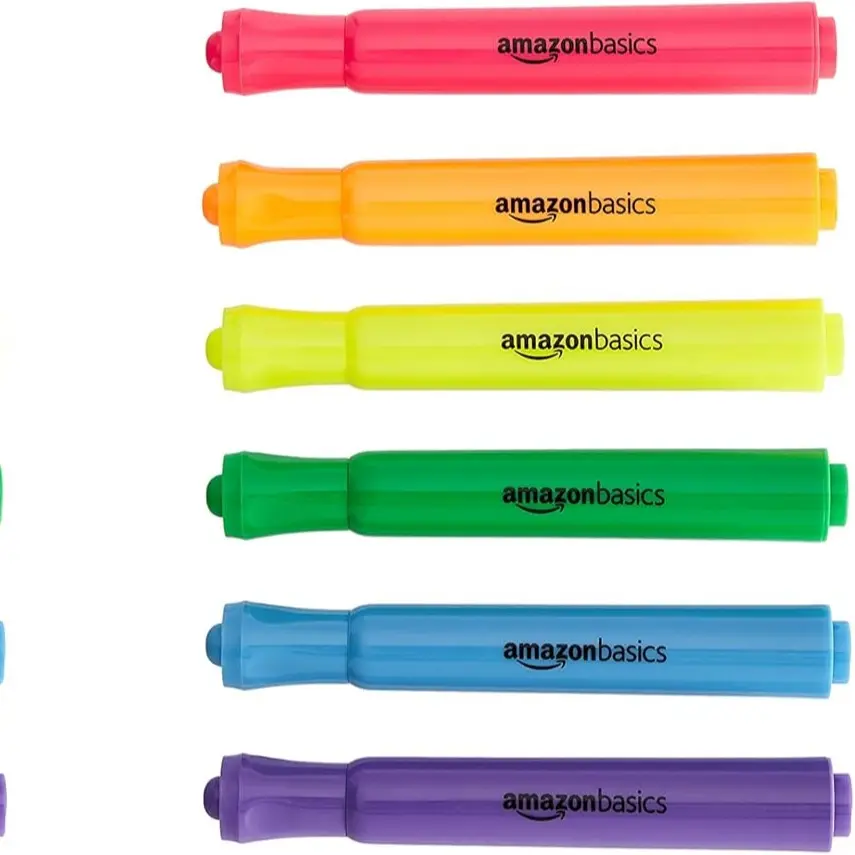 Amazon Basics Tank Style Highlighters - Chisel Tip, Assorted Colors, 12-Pack
